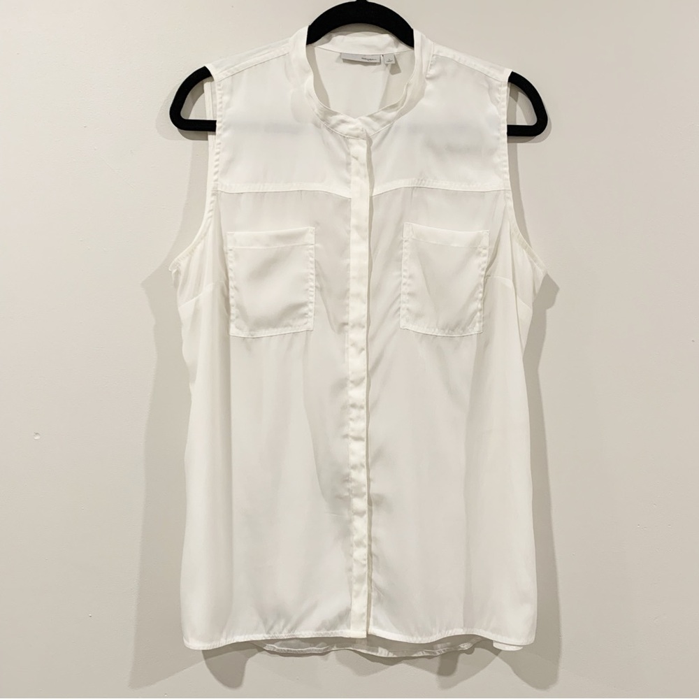 Halogen White Sleeveless Button Up Blouse